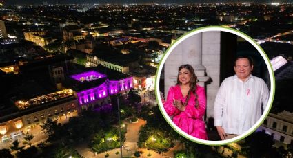 Palacio de Gobierno de Yucatán se ilumina de rosa por la lucha contra el cáncer de mama | Fotos