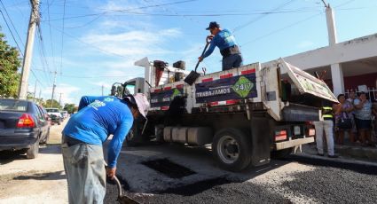 Autoridades realizan actividades de limpieza, bacheo, iluminación y reforestación en Mayapán
