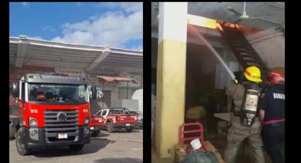 Incendio en bodega de la Central de Abastos de Yucalpetén moviliza a cuerpos de emergencia en Mérida