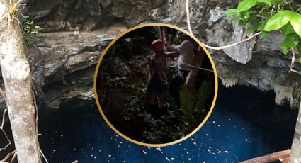 Rescatan a estudiante de la UNAM que quedó atorado en cenote de Valladolid