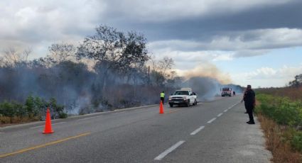 Incendio de vehículo en la carretera Muna-Umán: ¿Qué fue lo que pasó?