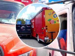 Choque entre camiones repartidores "rivales" en Umán causa movilización policiaca | FOTOS